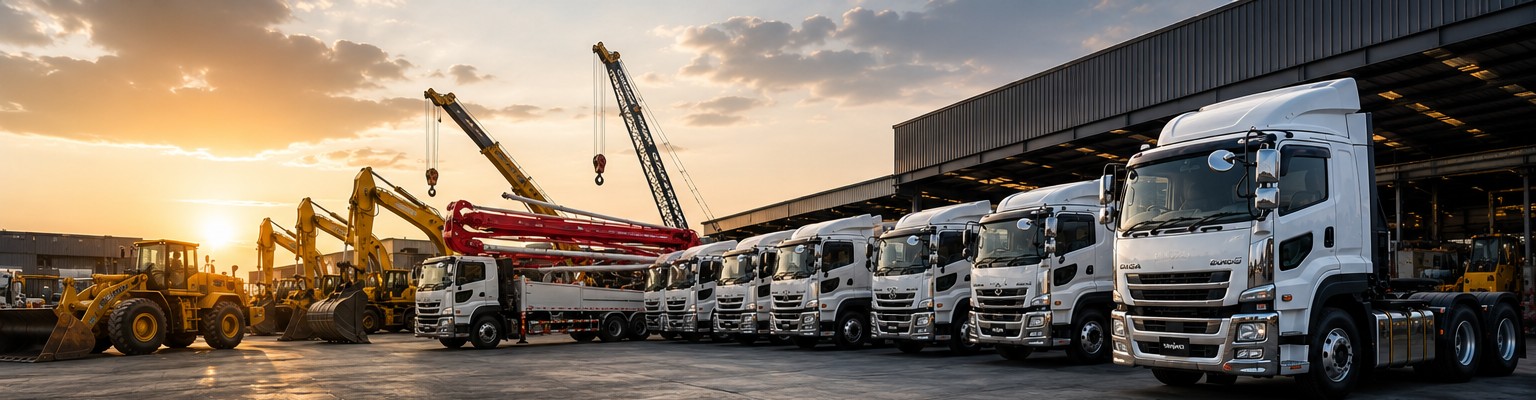 TWINS HK fleet of Japan surplus trucks and cranes at the yard